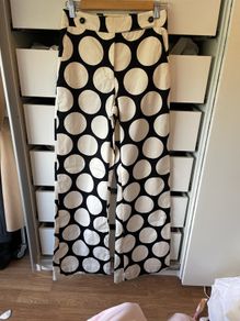 Zara off white black spot trousers