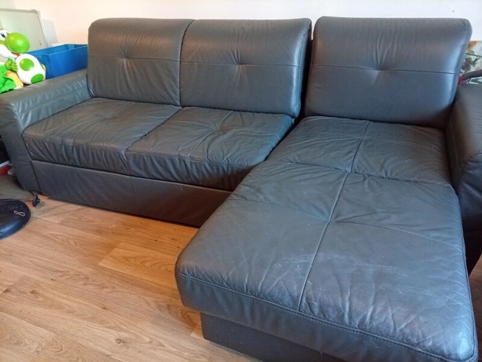 Grey Leather corner sofa