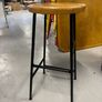 Solid Wood Bar Stool with Black Metal Frame Image 3