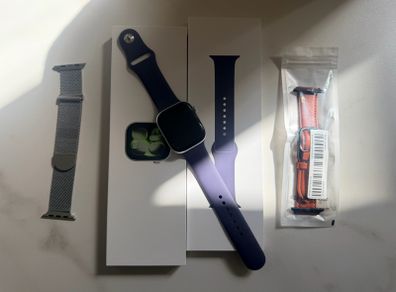 Like New Apple Watch Series 11, 46mm Silver, Blue Rubber Band