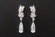 Wedding Bridal Crystal Silver Earrings