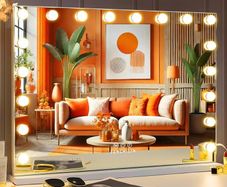 Hollywood Mirror with Lights 18 LED Bulbs 80x58 cm USB Charing Port Vanity Makeup Mirror with Lights 3 Light Color 10X Magnifying Glass