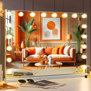 Hollywood Mirror with Lights 18 LED Bulbs 80x58 cm USB Charing Port Vanity Makeup Mirror with Lights 3 Light Color 10X Magnifying Glass