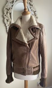 Ladies ASOS Leather Aviator Jacket Size Uk12