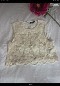 topshop size 8 lace top with scallop ending