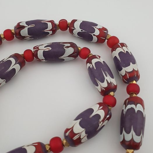 Antique Venetian Style Trade & Venetian whiteHeart Glass Beads Necklace