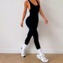 Black criss cross Backless fitness jumpsuit, size 10 Image 3