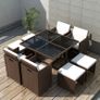 9 Piece Outdoor Dining Set with Cushions Poly Rattan Brown Image 8
