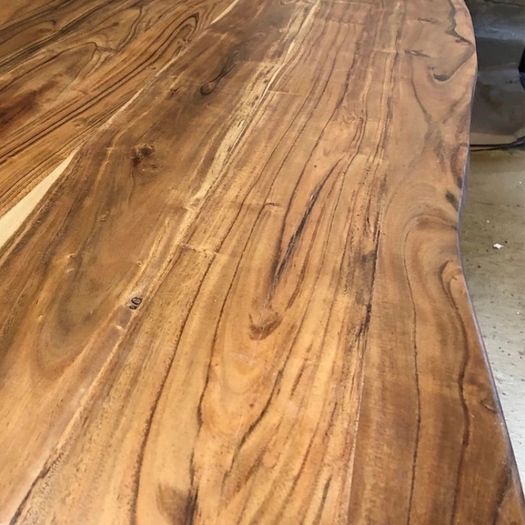 Solid Acacia Wood Dining Table 160 cm - Rustic Industrial Style