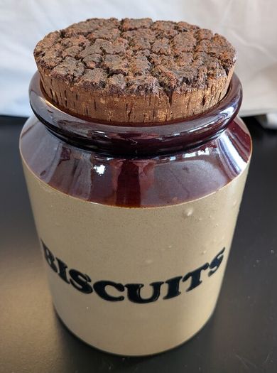 Pearsons Chesterfield Biscuits Jar Stoneware Cork Lid Vintage Kitchen
