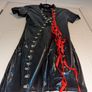 stunning PVC dress with red ribbon lace up detail in front Image 2