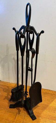 Vintage Fireplace Companion Set on Cast Iron Stand