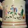 Beautiful Old Ceramic Frog Mug with embossed Tavern Scene and a Large Frog Inside, postage available or collection Image 2