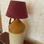 Unique rustic vintage table lamp crafted from a traditional stoneware flago Image 2