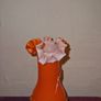 1960's Orange ruffled blown glass vase Image 3