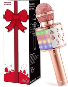 MULTIPLE COLOURS AVAILABLE Microphone for Kids Adults, Wireless Bluetooth Microphone with Flashing Colorful LED Lights Portable Speaker Karaoke Machine, Home KTV Player Support Android & iOS Devices for Party Singing