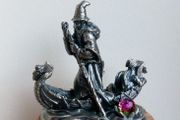 Metal Figure With Crystal - The Wizard Of The Lake