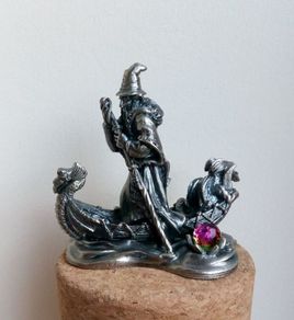 Metal Figure With Crystal - The Wizard Of The Lake