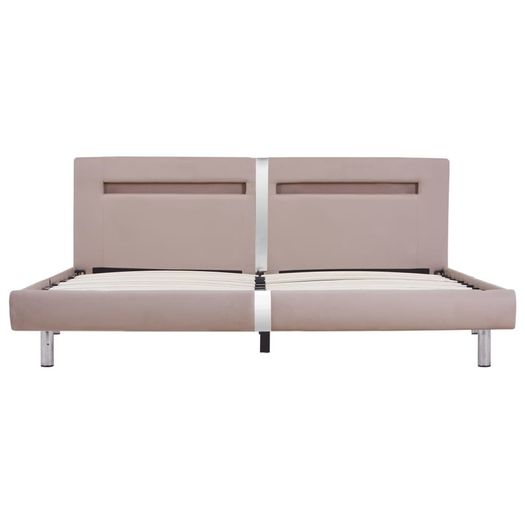 Bed Frame with LED Cappuccino Faux Leather 150x200 cm
