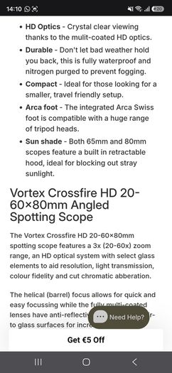 Vortex Crossfire HD 80mm  Spotting Scope