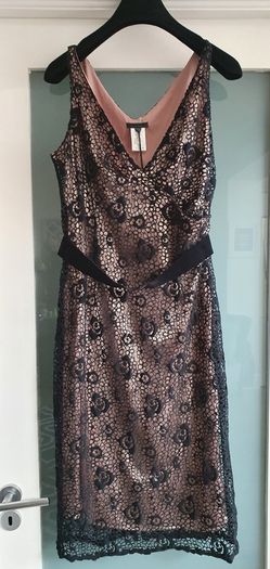 RENATA NUCCI black and taupe dress Sz 14 UK - Bnwt Rrp 239 Sterling