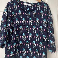 Anonyme Printed Top - Size M - Navy Patterned Blouse