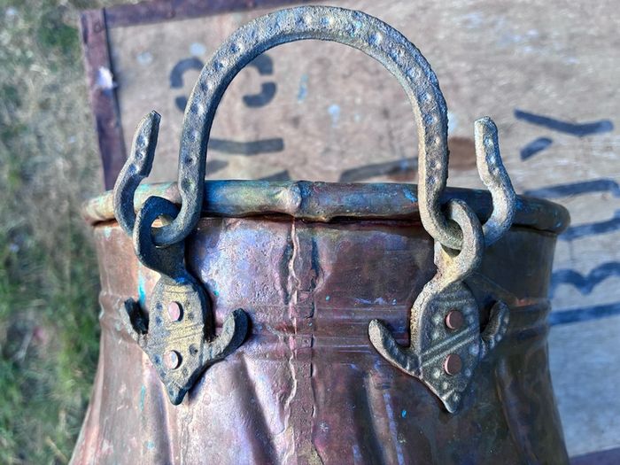 Antique hand made copper planter