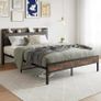 King Size Bed Frame with Storage Wooden Headboard,5ft Metal Upholstered Image 3