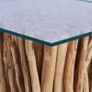 Coffee Table with Glass Top 66x66x40 cm Solid Teak Wood Image 3
