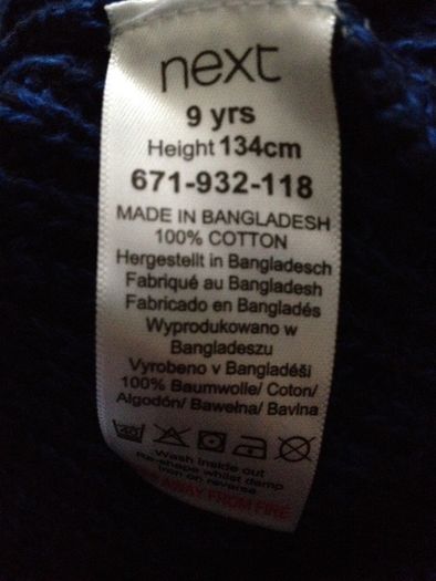 BNWT...Next Boys Cotton Jumper in Royal Blue/Navy (9-10yrs)