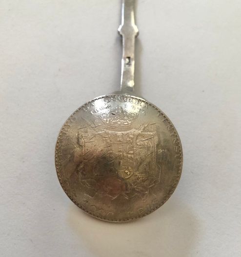 Antique Portuguese Silver Coin Souvenir Spoon