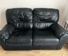 2 seat Leather Black Sofa / Couch