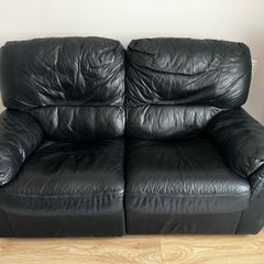 2 seat Leather Black Sofa / Couch