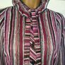 Vintage 70s 80s purple grey stripe secretary midi dress size M Postage included Image 4