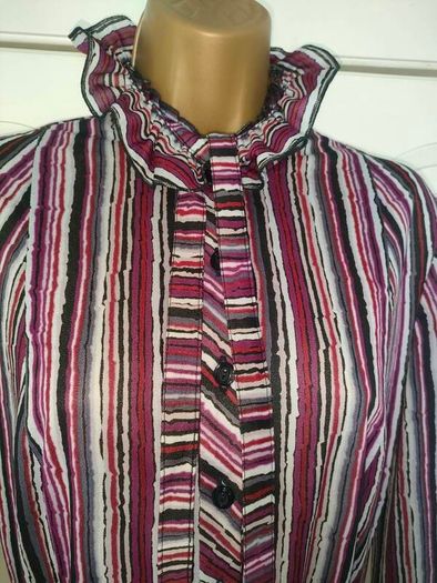 Vintage 70s 80s purple grey stripe secretary midi dress size M Postage included