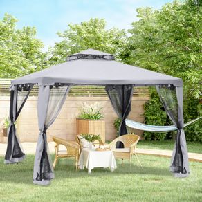 3 x 3 Meter Metal Gazebo Garden Outdoor 2-tier Roof Marquee Party Tent Canopy Pavillion Patio Shelter with Netting