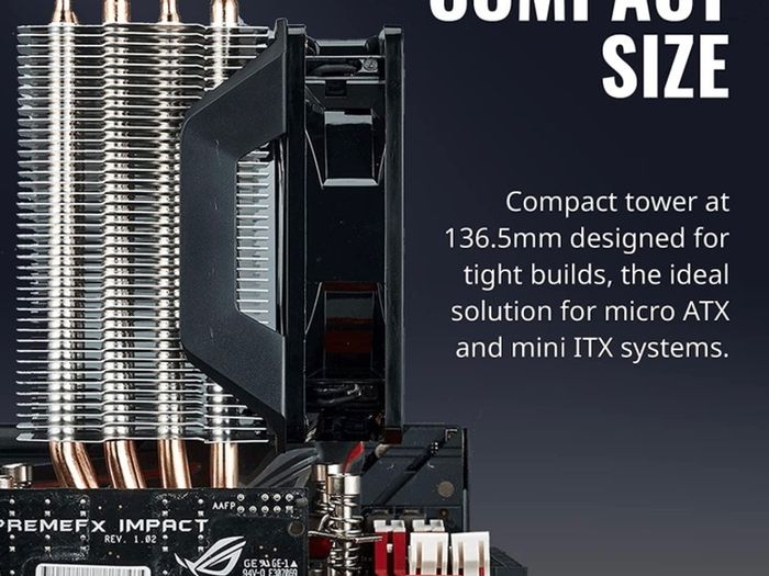 CPU Air Cooler - Low-Profile Cooling System, Direct Contact Technology, 4 Copper Heat Pipes, Compact Aluminium Heatsink with 92mm PWM Fan - AMD & Intel Compatible (FREE POSTAGE)