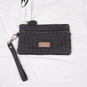 Nine West Black Woven Texture Wristlet Clutch Pouch Bag
