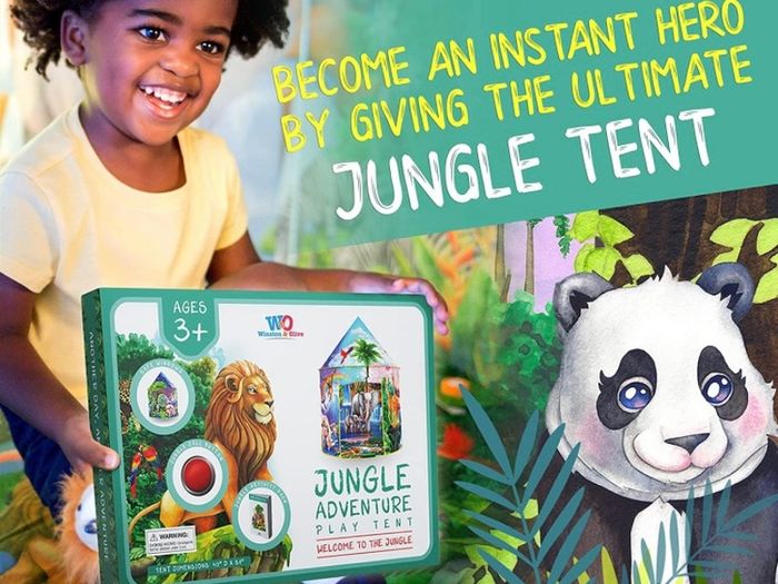 Jungle Adventure Kids Tent with Jungle Call Button, Tent for Kids, Safari Animals, Kids Play Tent, Pop Up Tents for Kids, Play Tents, Play House, Kids Tent Indoor & Outdoor, Animal Toys for Kids (FREE POSTAGE)