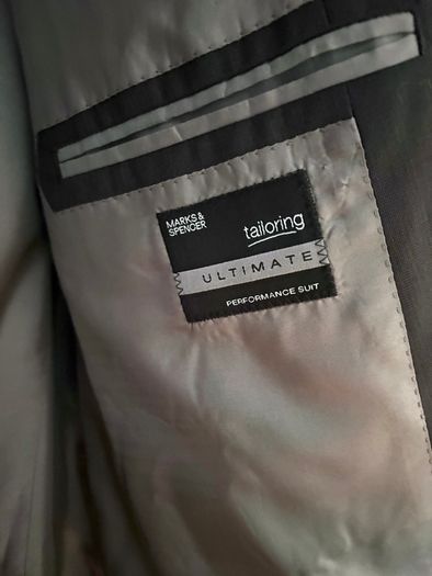 Marks and Spencers mens suit set wool dark grey