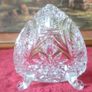Triangular Cut Crystal Glass Footed Jewelry Dish Image 7
