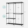 Open wardrobe  wardrobe open, clothes rack, clothes rail, wardrobe, 43 x 138 x 182 cm, 3 hanging compartments, plenty of space, for bedroom, living room, black Image 5