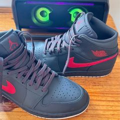 Air Jordan 1 Mid Anthracite Gym Red (Authentic) - Size UK 9 / EU 44