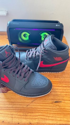 Air Jordan 1 Mid Anthracite Gym Red (Authentic) - Size UK 9 / EU 44