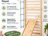 Swedish Ladder Wall Gym 5 in 1 Wooden Indoor Playground Climbing Toys