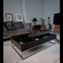 Natuzzi large coffee table with storage. Limited edition Italian design dark wood with brushed steel Image 4