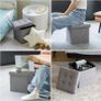 NEW SALE | Storage Bench Padded Foldable Storage Box with Lid Foot Stool with Storage for Kids Toys Bedroom Hallway Living Room Grey 30x30x30cm Image 3