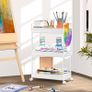 3-Tier Storage Trolley Cart Slide-out Rolling Utility Cart Mobile Storage Shelving Organizer for Kitchen, Bathroom, Laundry Room, Bedroom, Narrow Places, Plastic,White Image 2
