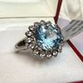 A beautiful vintage silver ring with Sky Blue Topaz and White Topaz. Image 3