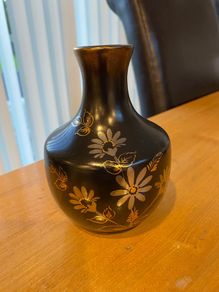 Black and Gold Mid-Century Vase